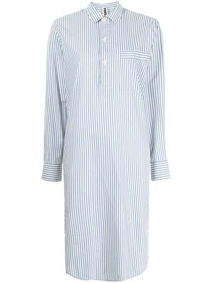 TEKLA striped poplin nightshirt dress - Blue