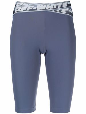 Off-White logo-waistband cycling shorts - Grey