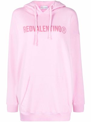 RED Valentino logo-print long-length hoodie - Pink
