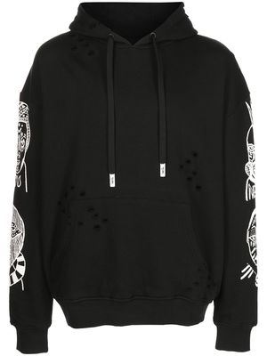 Haculla graphic-print distressed hoodie - Black