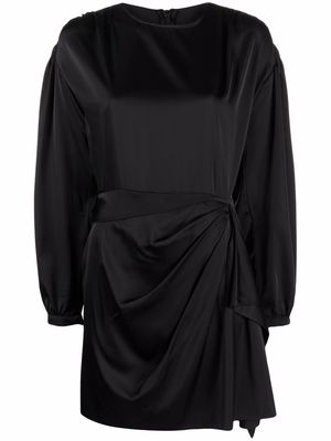 Parlor draped satin mini dress - Black