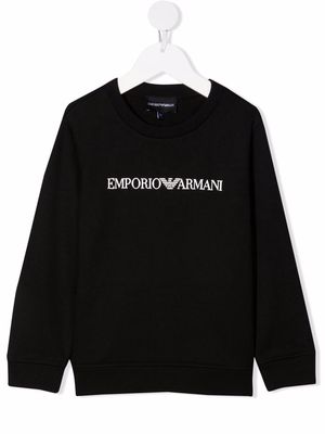 Emporio Armani Kids logo-print crewneck sweatshirt - Black