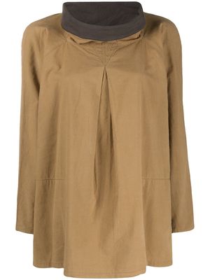 Issey Miyake Pre-Owned 1970s cowl neck blouse - Brown