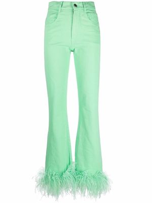 Seen Users feather-trim flared jeans - Green