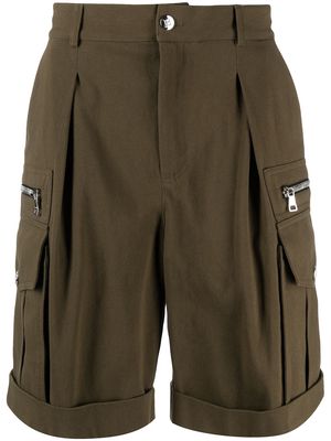 Balmain zip-detail knee-length shorts - Green