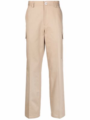 LANVIN logo-tag straight trousers - Neutrals
