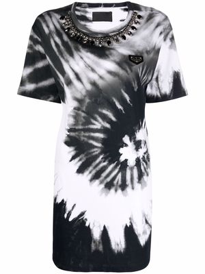 Philipp Plein tie dye-print T-shirt dress - Black