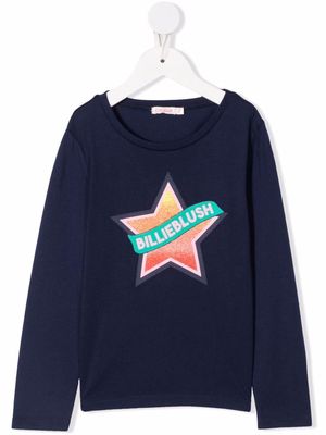 Billieblush star-print long-sleeved T-shirt - Blue