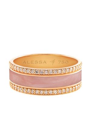 Alessa 18kt rose gold Spectrum diamond border ring - Pink