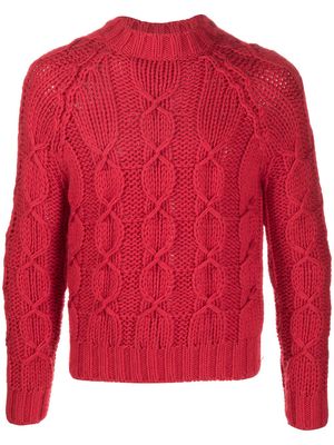 Saint Laurent cable knit jumper - Red