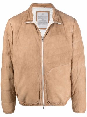 Brunello Cucinelli padded leather jacket - Brown