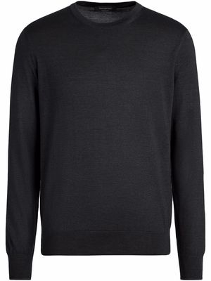 Ermenegildo Zegna crew neck cashmere-blend jumper - Black