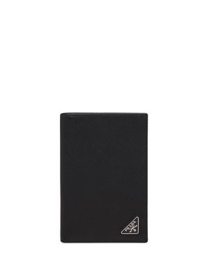 Prada Saffiano triangle logo passport cover - Black