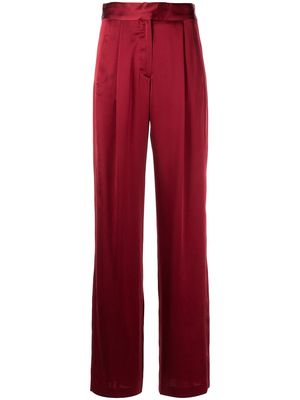 Michelle Mason wide-leg silk satin trousers - Red