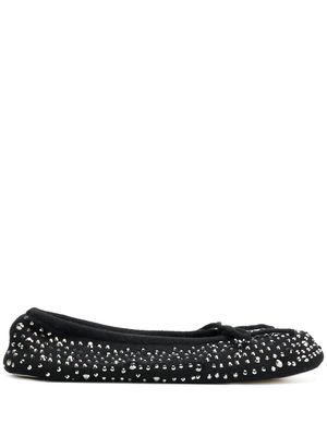 N.Peal jewelled slippers - Black