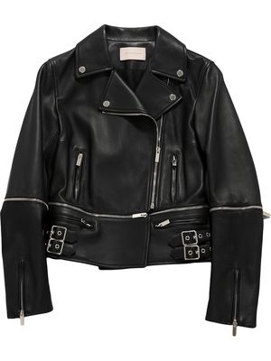 Christopher Kane zip-detail leather biker jacket - Black