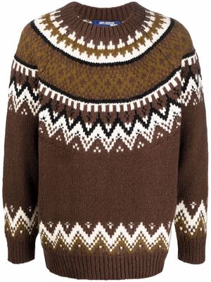 Junya Watanabe MAN fair isle intarsia-knit jumper - Brown