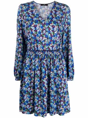 PS Paul Smith floral-print longsleeved dress - Blue