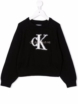 Calvin Klein Kids logo cotton sweatshirt - Black