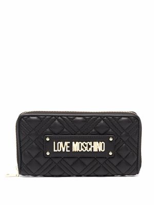 Love Moschino quilted logo-plaque wallet - Black