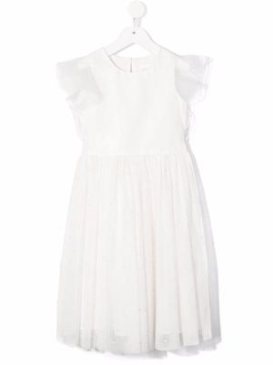 Charabia ruffle-detailed dress - White