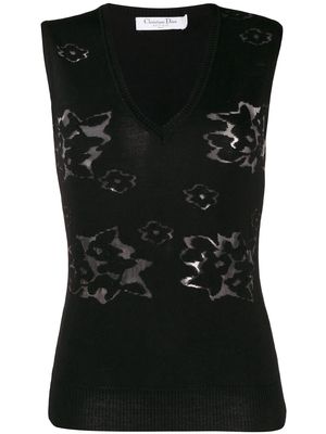Christian Dior 2000s pre-owned knitted floral vest - Black