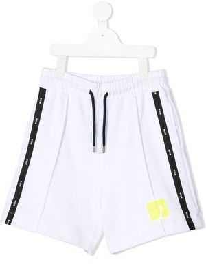 MSGM Kids logo stripe track shorts - White