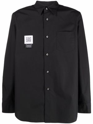 Fumito Ganryu logo-patch draped cotton shirt - Black