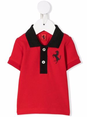 Ferrari Kids logo print polo shirt - Red