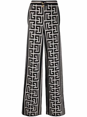 Balmain monogram-pattern knitted trousers - Black