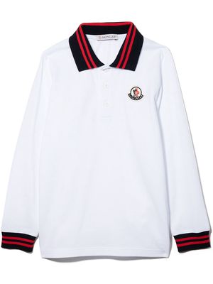 Moncler Enfant embroidered logo patch polo shirt - White