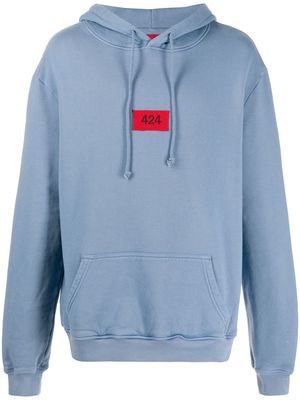 424 box logo cotton hoodie - Blue