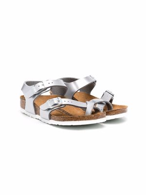 Birkenstock Kids Taormina metallic-effect sandals - Silver