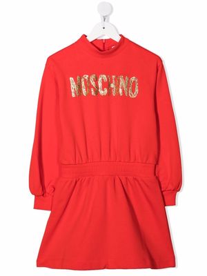 Moschino Kids logo-print cotton dress - Red