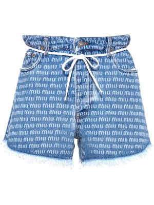 Miu Miu denim logo-print shorts - Blue
