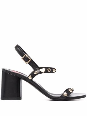 Love Moschino heart-studded block-heel sandals - Black