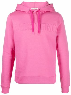 Valentino embossed logo drawstring hoodie - Pink