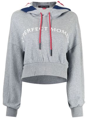 Perfect Moment cropped logo-print hoodie - Grey