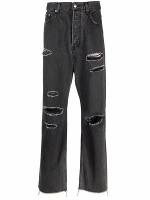 AMBUSH distressed straight-leg jeans - Black