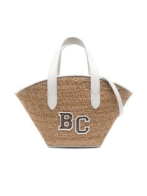 Brunello Cucinelli Kids logo-embroidered beach bag - Brown