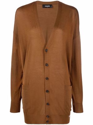 Dsquared2 logo-detail button-up cardigan - Brown