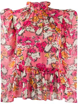Saloni floral-print blouse - Pink
