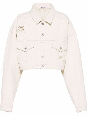 Miu Miu cropped denim jacket - White