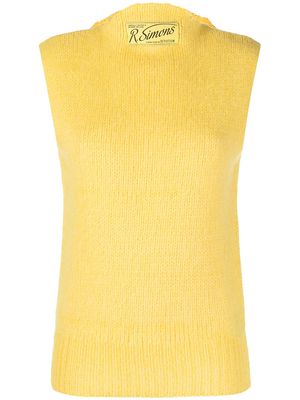Raf Simons logo-patch knitted vest - Yellow