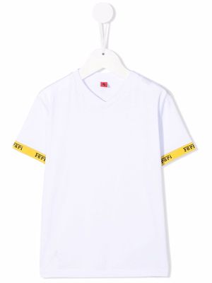 Ferrari Kids logo-tape V-neck T-shirt - White