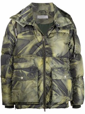 Golden Goose camouflage-print padded coat - Green