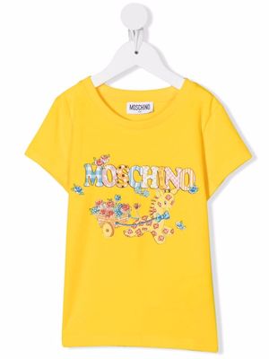 Moschino Kids logo-print cotton T-Shirt - Yellow