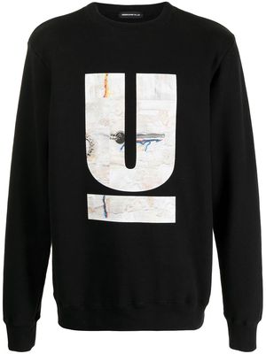 UNDERCOVER logo stitching print sweatshirt - Black