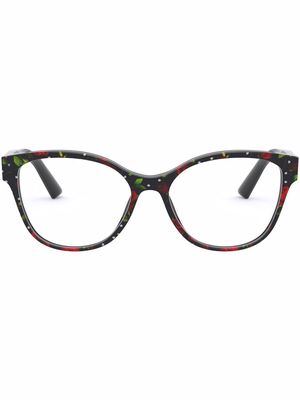 Dolce & Gabbana Eyewear rose floral-print glasses - Black