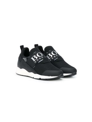 BOSS Kidswear logo-print slip-on sneakers - Black